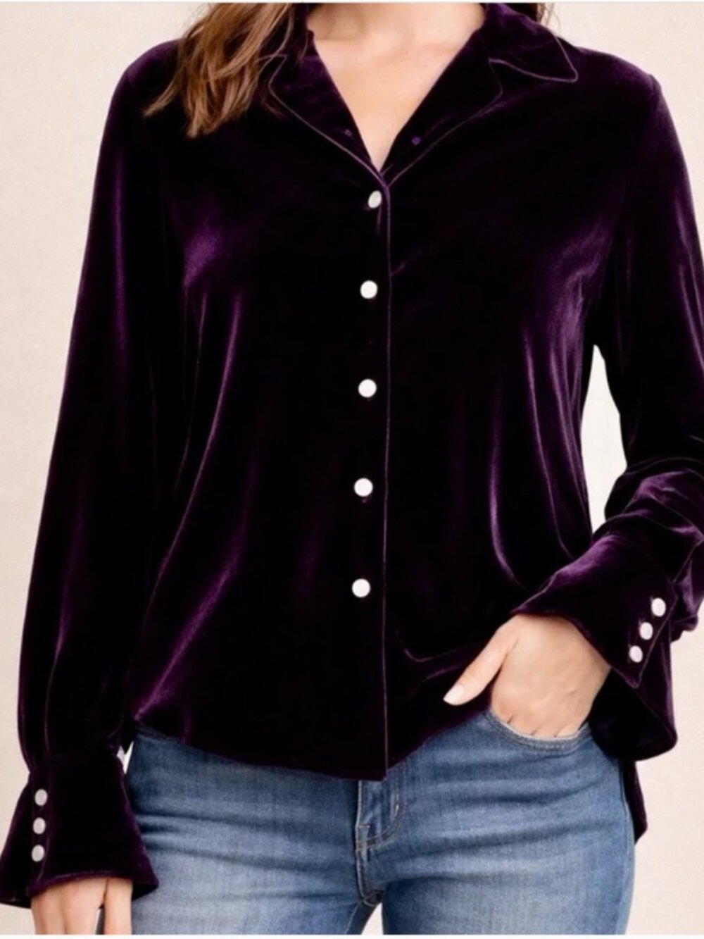 Ralph Lauren Velvet Logo Buttons Blouse size 20W